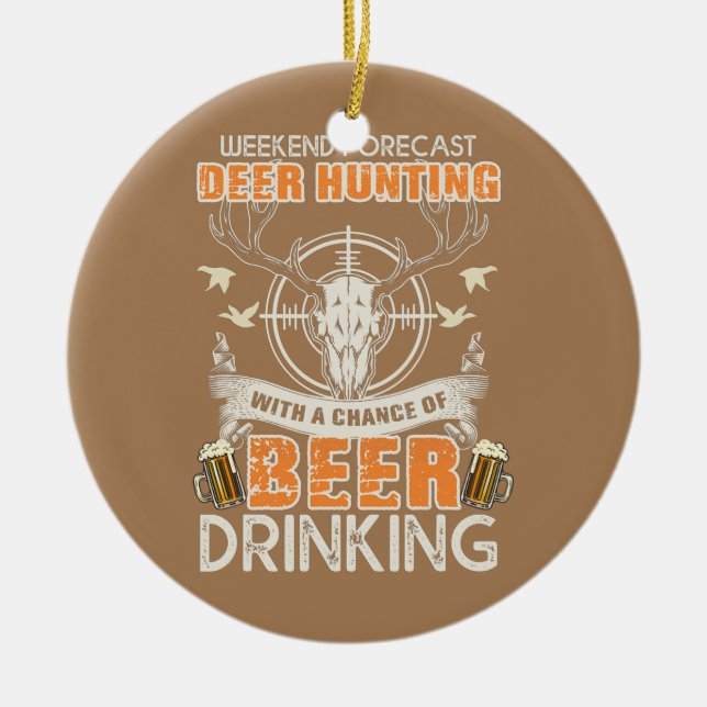 Décoration En Céramique Chasse Drôle Aux Cerfs (Devant)