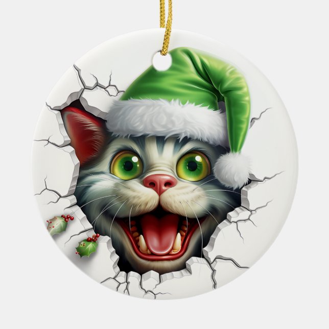 Décoration En Céramique Chat 3d amusant (Devant)