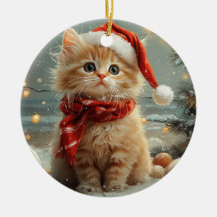 Décoration En Céramique Chat angora turc Noël Plage vintage