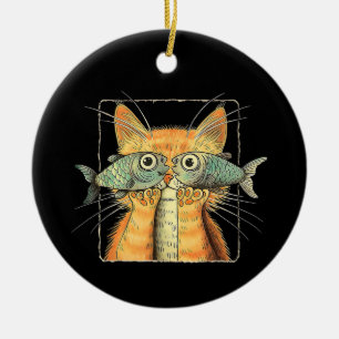 Décoration En Céramique Chat aux yeux de poisson Chaton Parodie de chat dr
