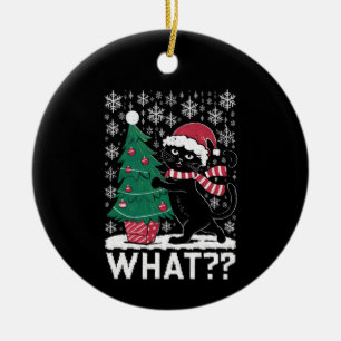 Décoration En Céramique Chat Ce Chat Noir Drôle Poussant Arbre De Noël