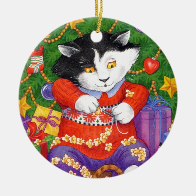 Décoration En Céramique Chat d'arbre de Noël (Devant)