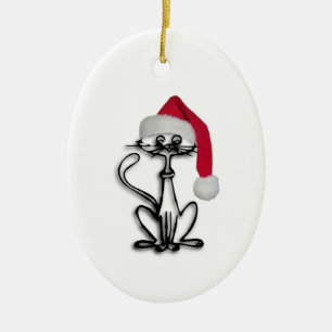 Décoration En Céramique Chat de Noël