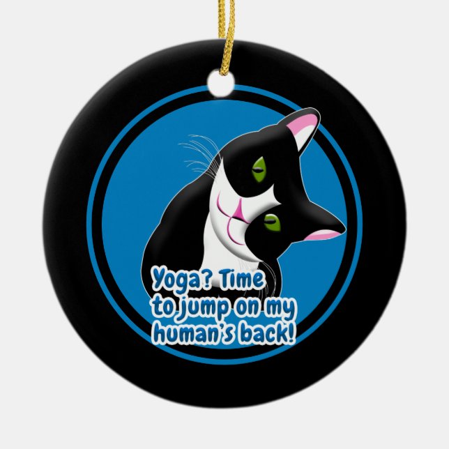 Décoration En Céramique Chat de Yoga amusant (Devant)