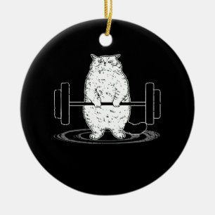 Décoration En Céramique Chat Deadlift Powerliflifting Kitty Muscle Cute Ch