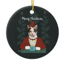 Chat en vêtements Père Noël Carte de Noël
