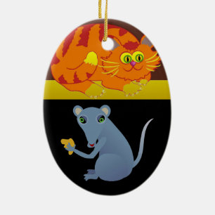 Décoration En Céramique Chat et souris