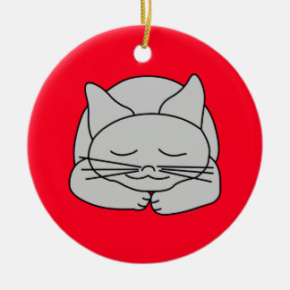 Décoration En Céramique Chat gris dormant
