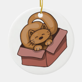 Décoration En Céramique Chat Kitty Brown Dans Une Boîte