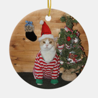 Décoration En Céramique Chat/Kitty de réveillon de Noël