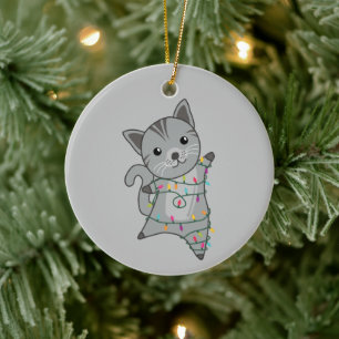 Décoration En Céramique Chat Noël Neige Hiver Animaux Chats Céramique Orn