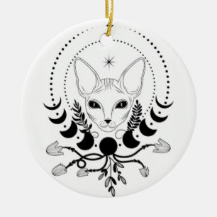 Décoration En Céramique Chat noir et blanc attrape-soleil lune fenêtre