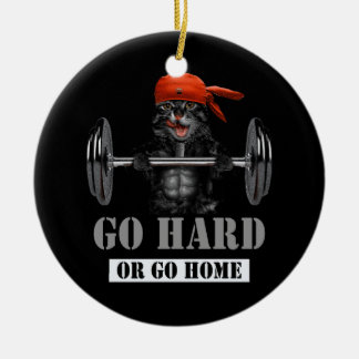 Décoration En Céramique Chat Noir Poids en Fitness Gym Go Hard Ou