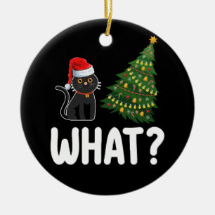 Décoration En Céramique Chat noir qui pousse l'arbre de Noël drôle