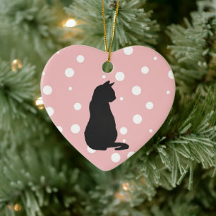 Décoration En Céramique Chat noir Silhouette Noël Art céramique Ornen