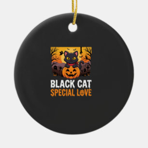 Décoration En Céramique Chat noir spécial amour citrouille design Hallowee
