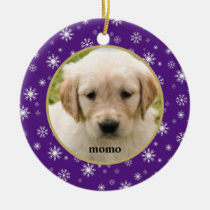 Décoration En Céramique  Chat ou chien d'animal de compagnie pourpre et bl