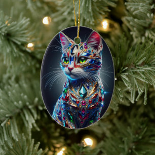 Décoration En Céramique Chat Paré de Bijoux
