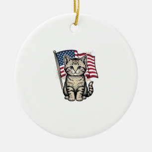 Décoration En Céramique Chat patriotique avec drapeau américain vecteur vi