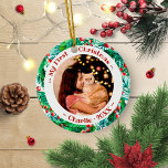 Décoration En Céramique Chat Pet First Christmas Photo Mare Wartecolor<br><div class="desc">Pet de chat Premier Noël Photo Mélange Wartercolor Ornement en céramique</div>