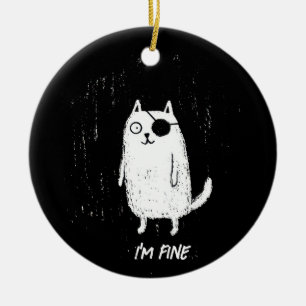 Décoration En Céramique Chat Pirate – Art Minimal et Drôle de Chat