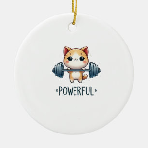 Décoration En Céramique Chat Puissant Soulève Des Poids, Mignon Art De Kit