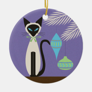 Décoration En Céramique Chat siamois de vacances au milieu du siècle avec