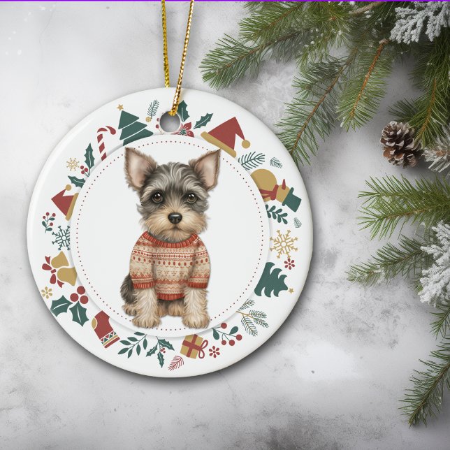Décoration En Céramique Chateau Schnauzer en hiver Sweat Noël (Créateur téléchargé)