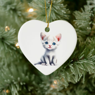 Décoration En Céramique Chaton à neige personnalisé
