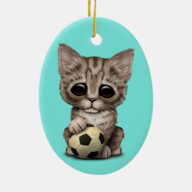 Décoration En Céramique Chaton mignon avec du ballon de football du (Dos)
