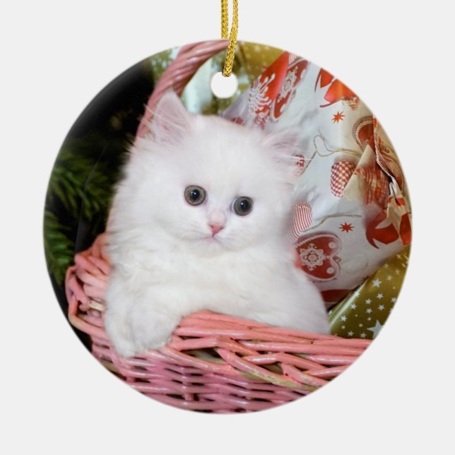 Décoration En Céramique Chaton persan blanc Noël (Devant)