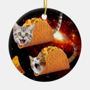 Décoration En Céramique Chats dans les tacos spatiaux
