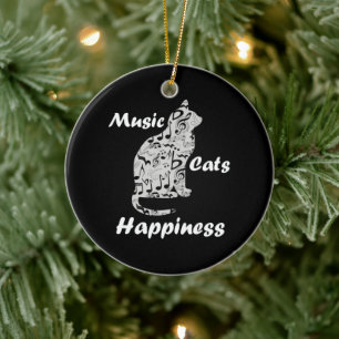 Décoration En Céramique Chats de musique Bonheur - Citation d'amoureux de 