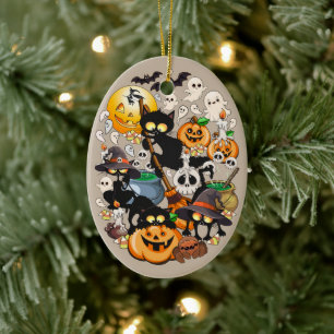 Décoration En Céramique Chats drôles de Halloween Fête