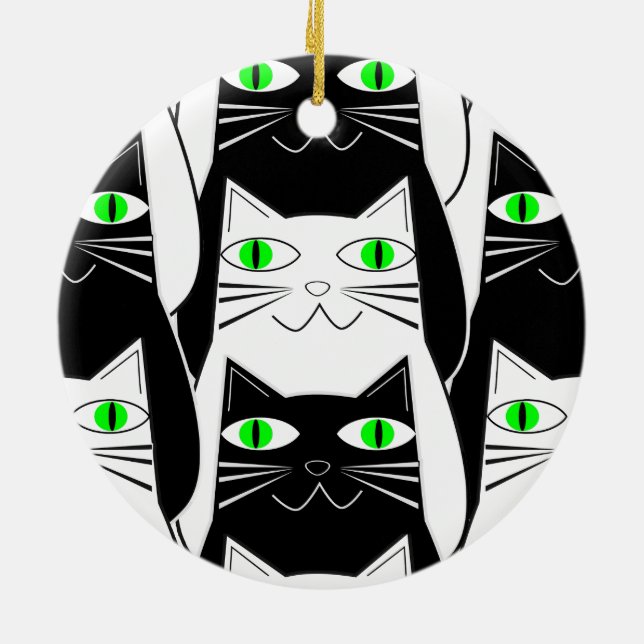 Décoration En Céramique Chats noirs et blancs (Dos)