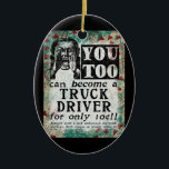 Décoration En Céramique Chauffeur de camion - Funky Vintage Retro<br><div class="desc">Conducteur de camion Annonce vintage en turquoise,  aqua,  rouge et noir. Arty,  drôle,  coloré et amusant,  il fait un grand cadeau et apportera sûrement des sourires et des rires au destinataire.</div>