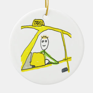 Décoration En Céramique Chauffeur de Taxi Stickman