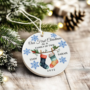 Décoration En Céramique Chaussette de Noël personnalisée pour une famille