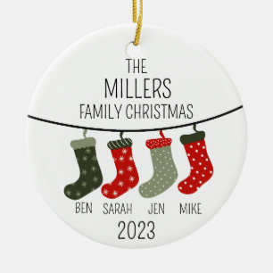 Décoration En Céramique Chaussettes de Noël en famille de quatre
