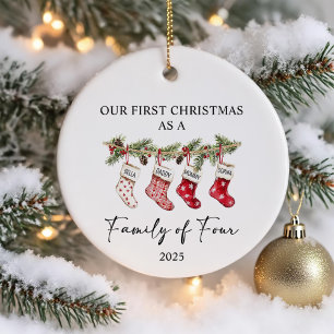 Décoration En Céramique Chaussettes de Noël en famille de quatre