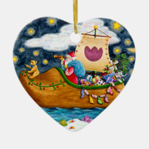 DÉCORATION EN CÉRAMIQUE CHAUSSURES NÉERLANDAISES PÈRE NOËL SHIP, ICEBERGS,