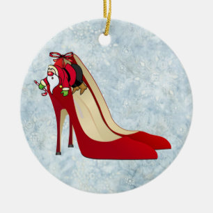 Décoration En Céramique Chaussures Red High Heel / Père Noël Elf