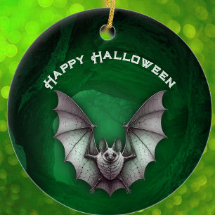 Décoration En Céramique Chauve-souris grise effrayante en vol dans une gro