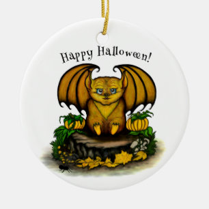 Décoration En Céramique Chauve-souris mignonne d'Halloween