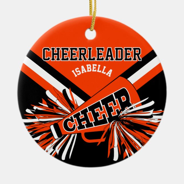 Décoration En Céramique Cheerleader 📣💖- Orange, White and Black (Devant)