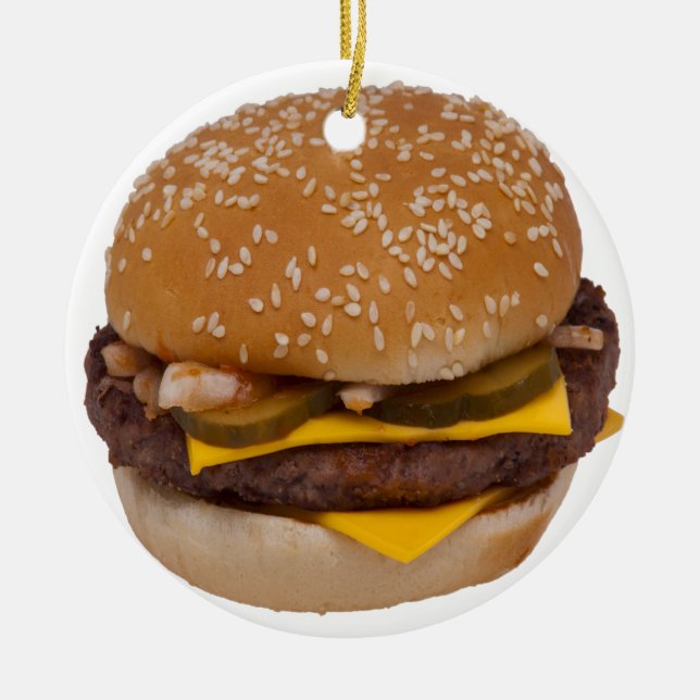 Décoration En Céramique Cheeseburger Sur Le Sesame Seed Bun (Devant)
