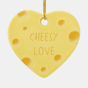 Décoration En Céramique "Cheesy Love" Coeur de fromage personnalisé adorab