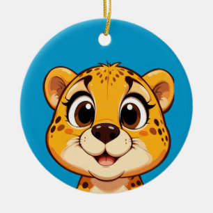 Décoration En Céramique Cheetah de dessin animé souriant, enfants et cadea