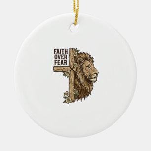 Décoration En Céramique Chemise chrétienne vintage Croix Lion Foi Sur La P