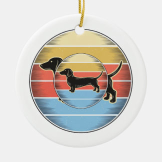 Décoration En Céramique Chemise de chien de coucher de soleil rétro teckel